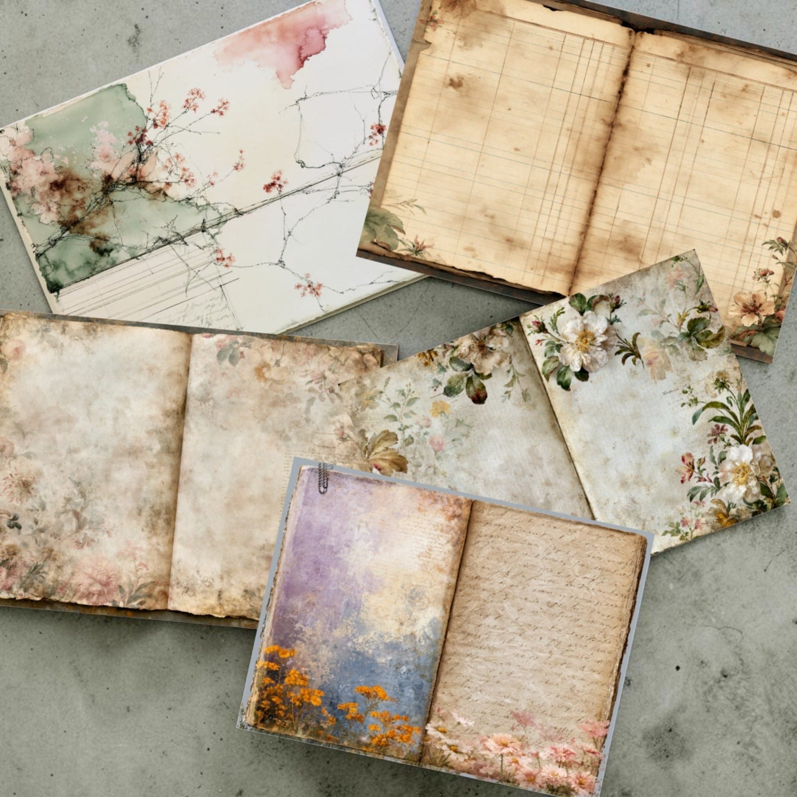 Printable Floral Journal Page Bundle – 60 Pages