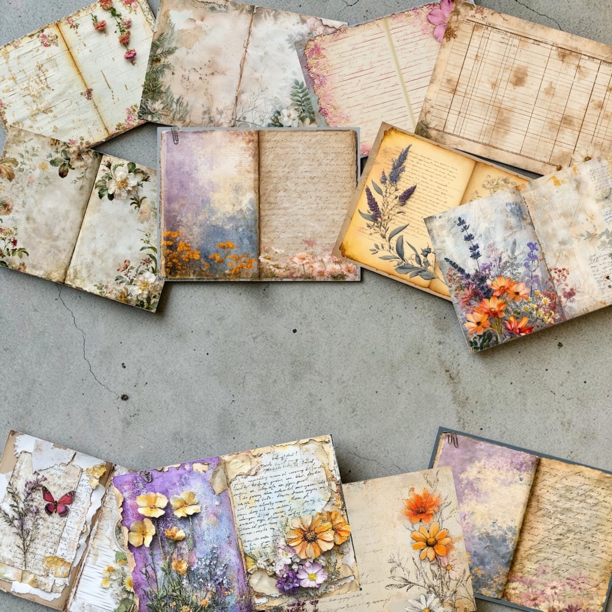 Printable Floral Journal Page Bundle – 60 Pages