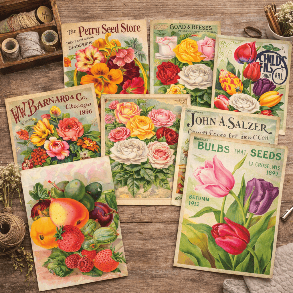 Vintage Seed Catalog poster collection digital download. 100 images, high resolution.