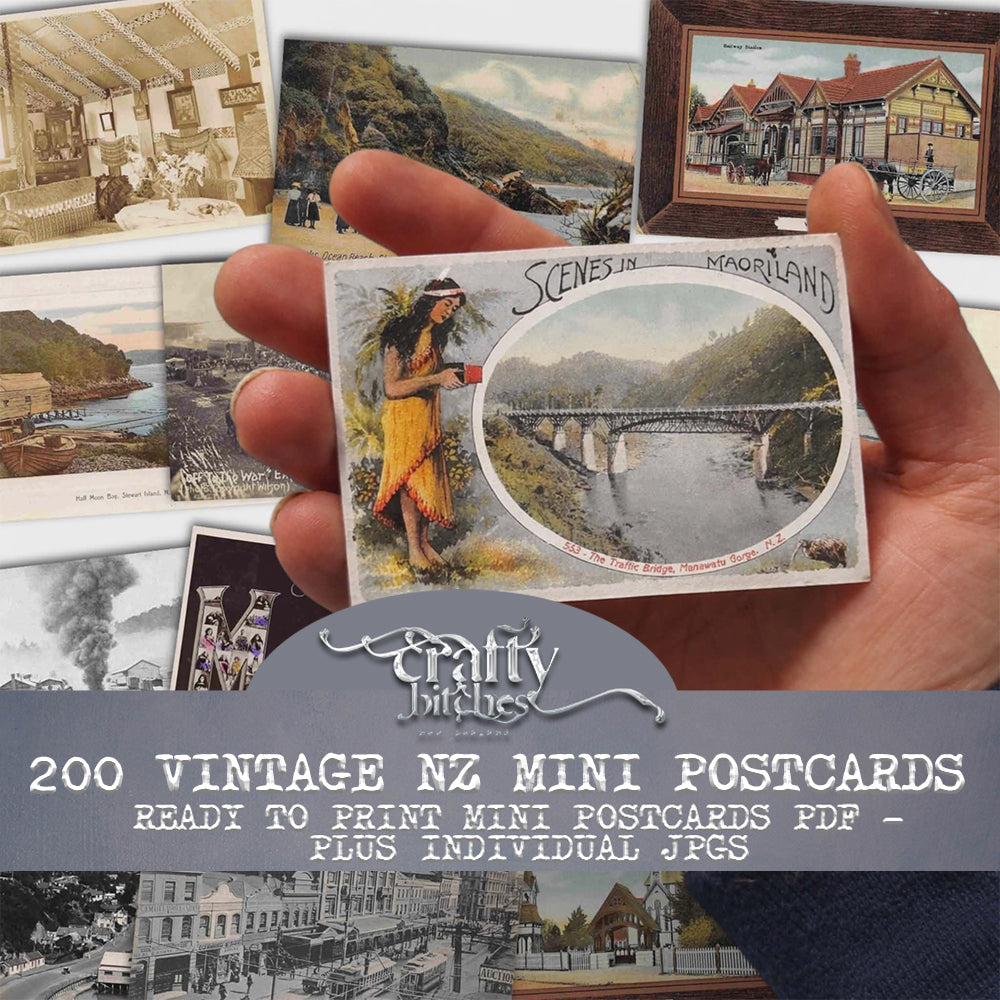 200 Vintage New Zealand Mini Postcards – Digital Download