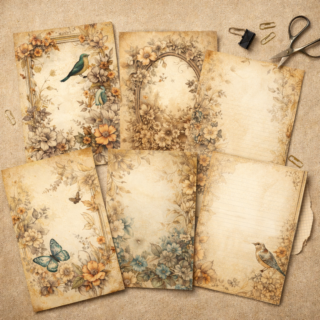 Sepia Dreams- 96 Page Printable Junk Journal Pages A4 Portrait