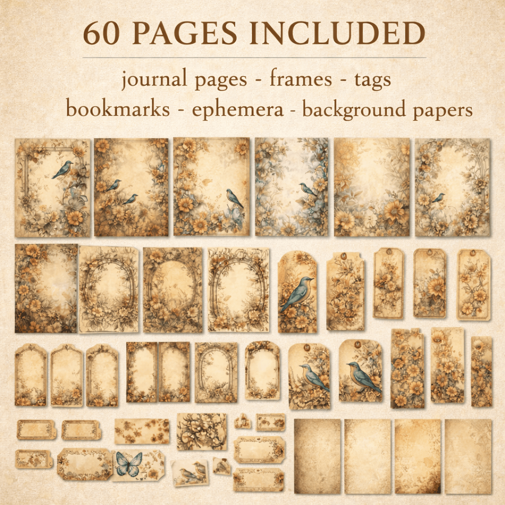 Sepia Dreams- 96 Page Printable Junk Journal Pages A4 Portrait
