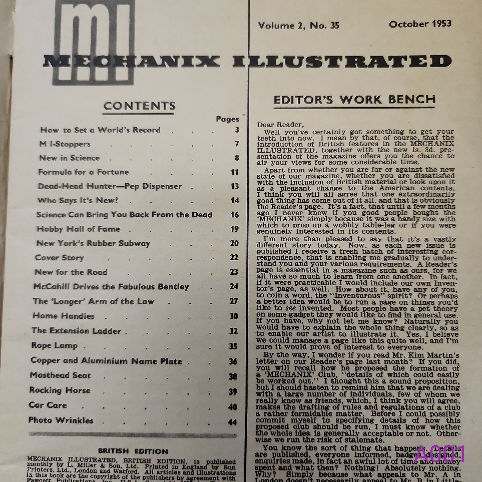 Mechanix Illustrated British Edition Vol. 2 No. 35 October 1953