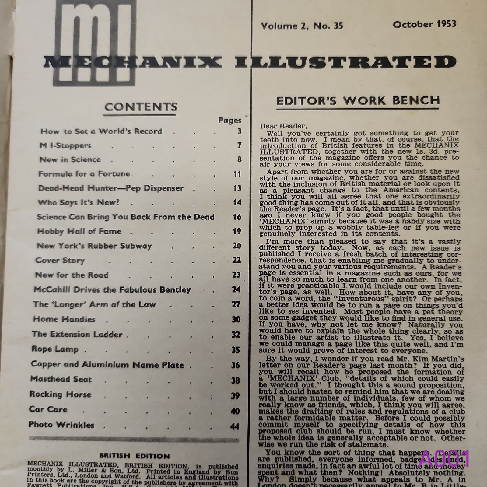 Mechanix Illustrated British Edition Vol. 2 No. 35 October 1953