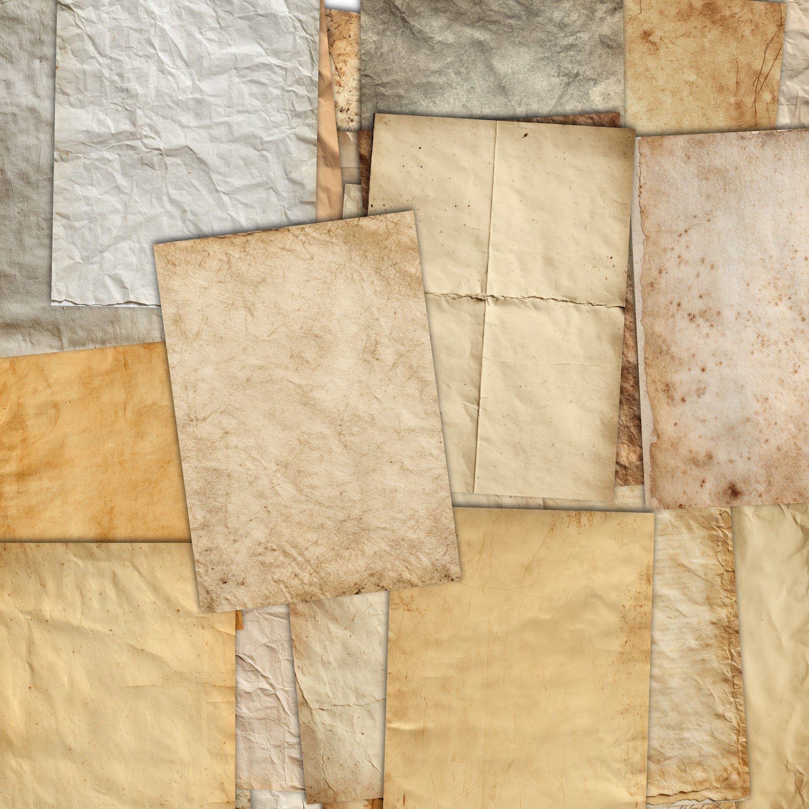 Aged and Textured Paper Digital Pack for Junk Journals