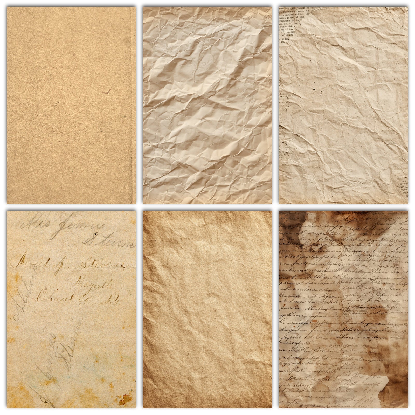 Aged and Textured Paper Digital Pack for Junk Journals