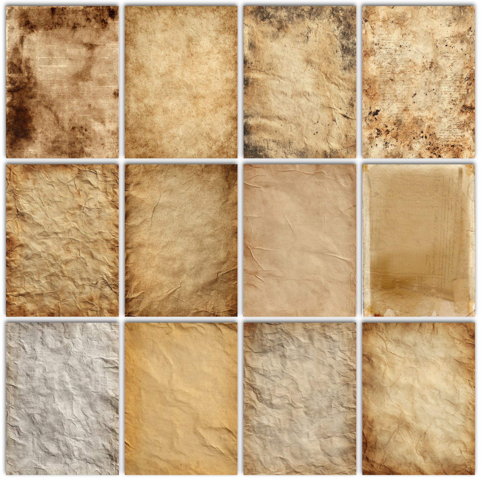 Aged and Textured Paper Digital Pack for Junk Journals