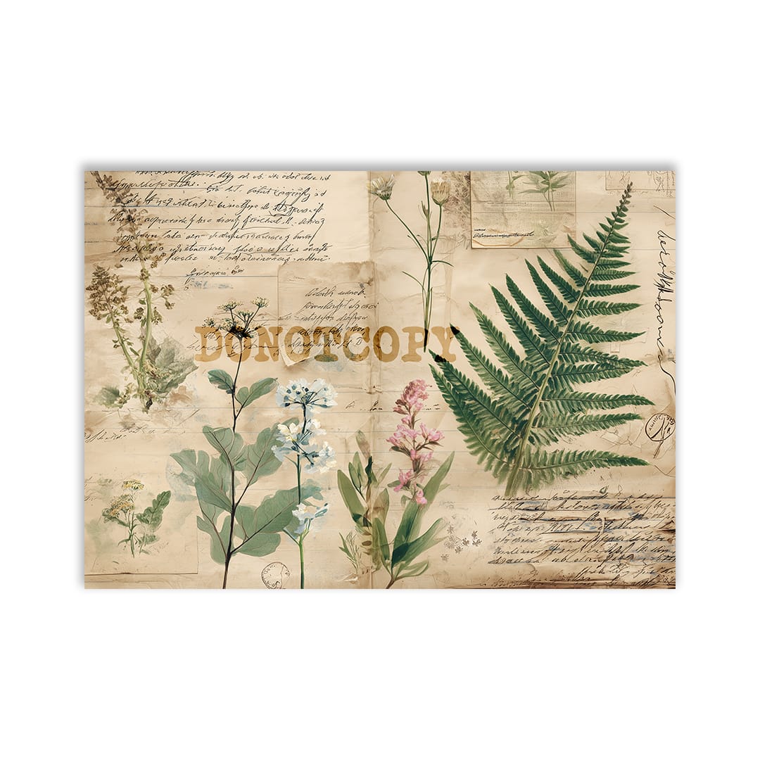 Individual Junk Journal Page - Botanical Collage Digital Download