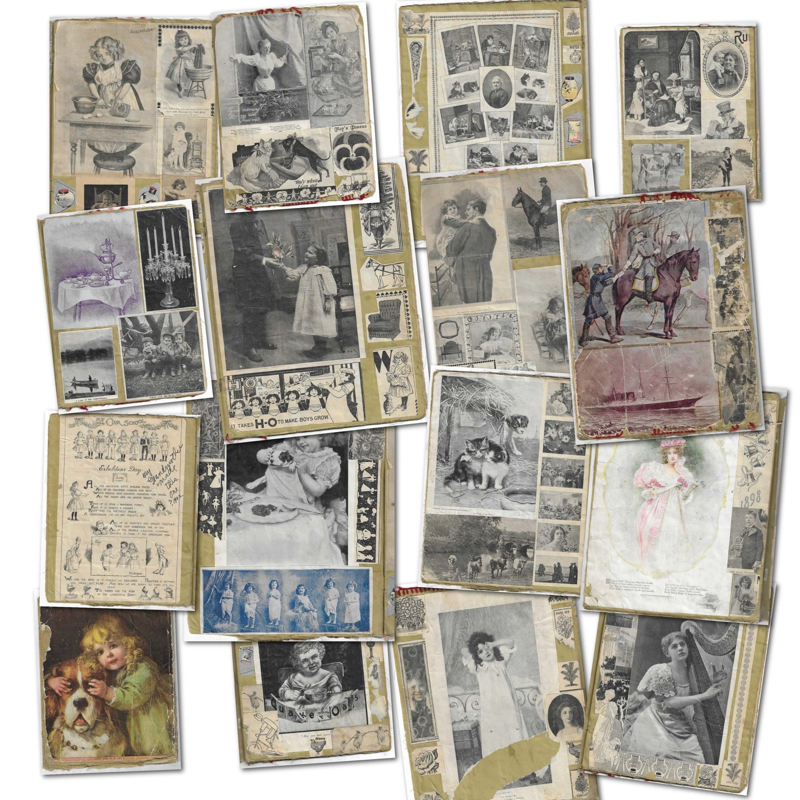 1902 Victorian Scrapbook – Printable Antique Ephemera Pages | Vintage Junk Journal Kit | Instant Digital Download