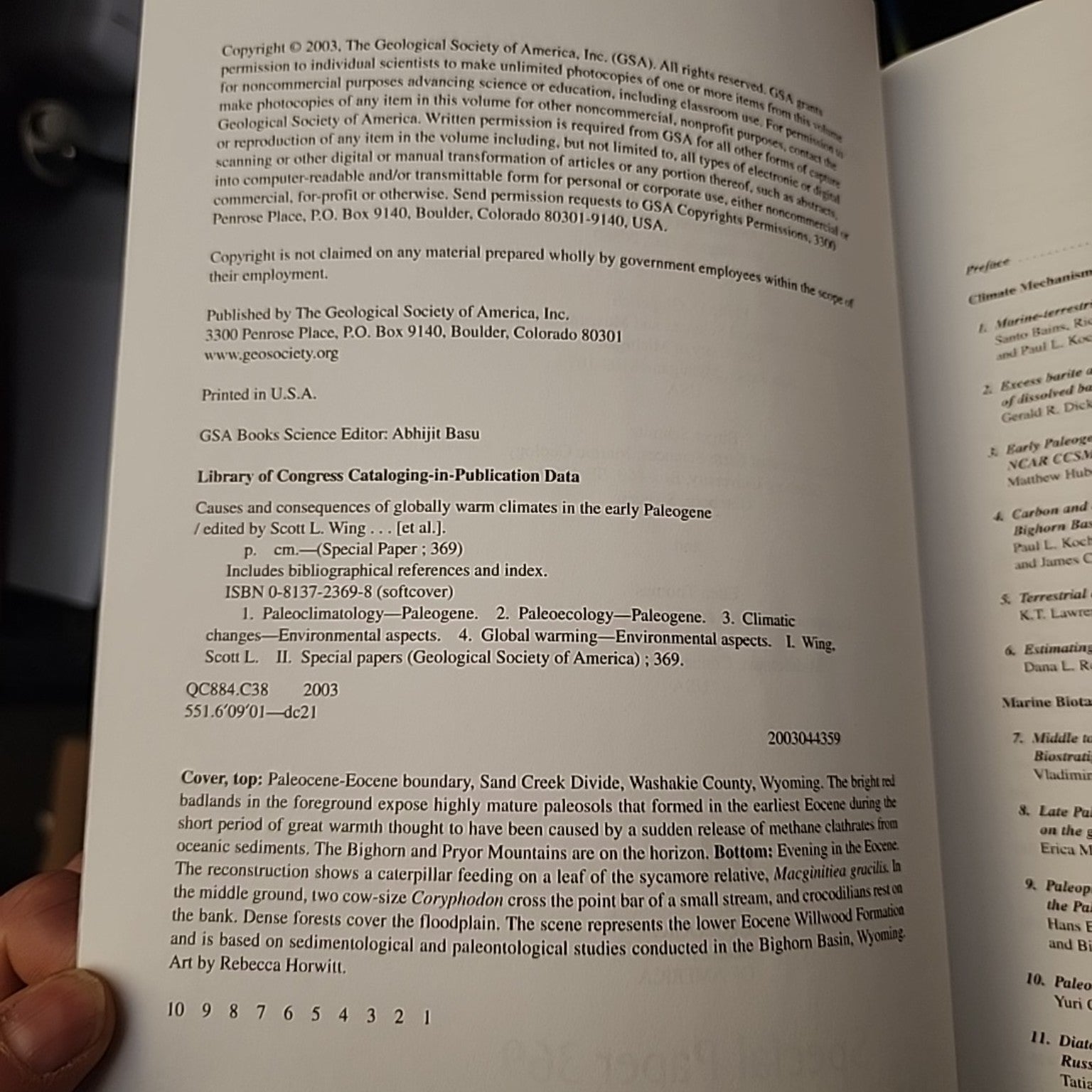 Causes and Consequences of Globally Warm Climates in the Early Paleogene copyright and ISBN page
