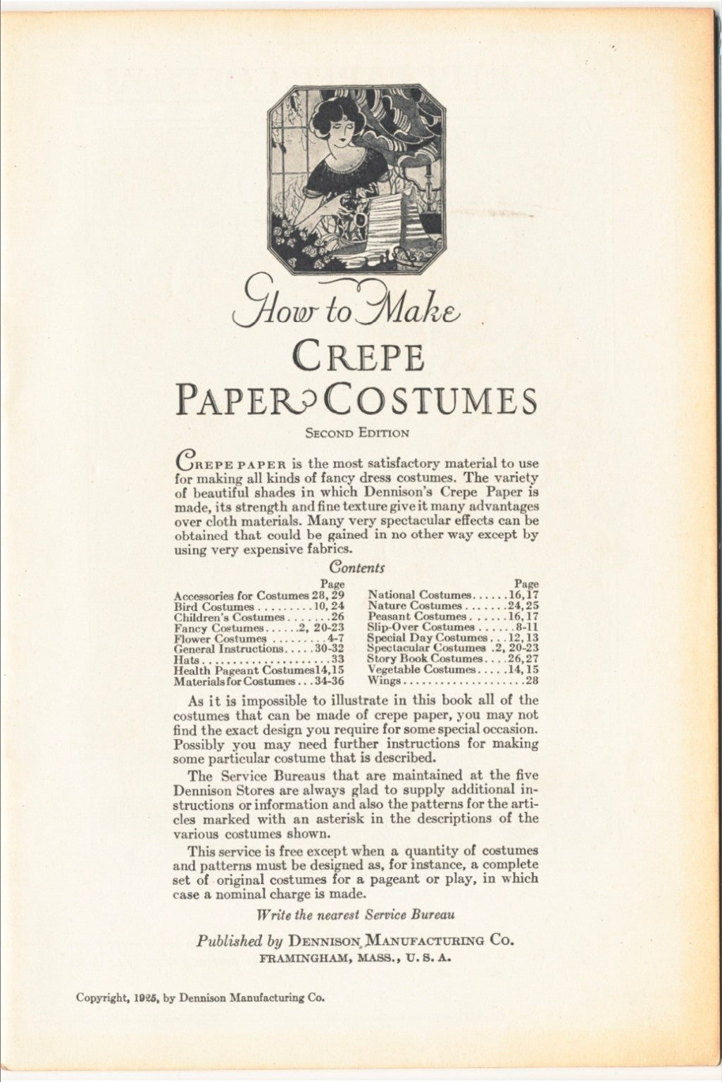 Title page from How to Make Crepe Paper Costumes, second edition, copyright 1925