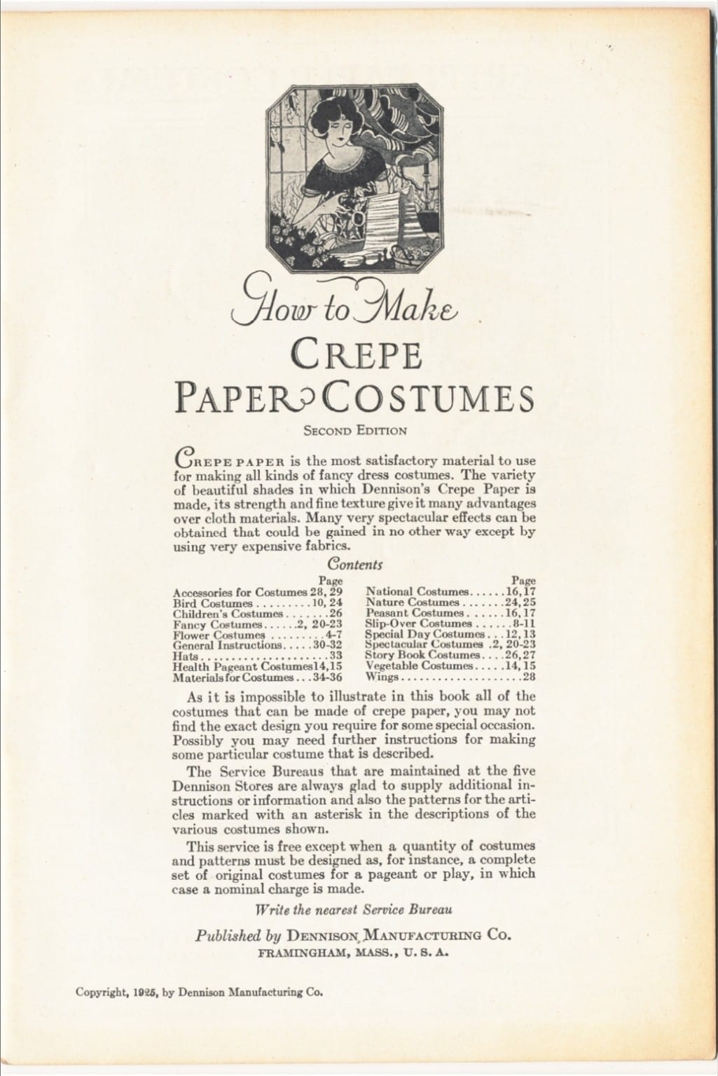 Title page from How to Make Crepe Paper Costumes, second edition, copyright 1925