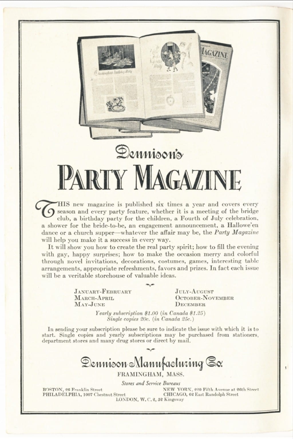 Vintage Dennison Party Magazine advertisement from How to Make Crepe Paper Costumes