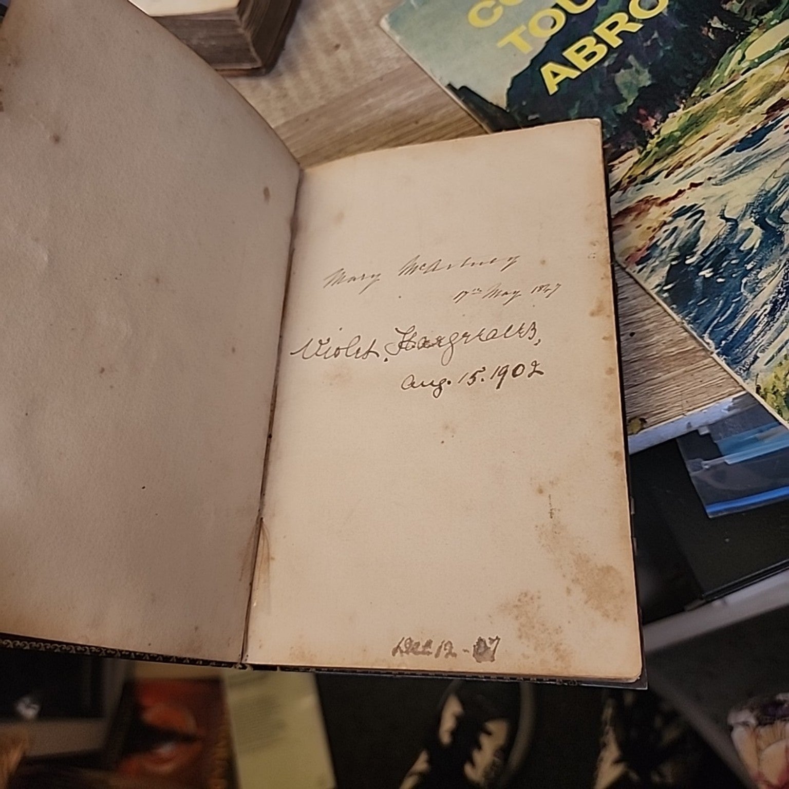Antique English Version of the Polyglott Bible showing handwritten ownership inscriptions dated 1887 and 1902