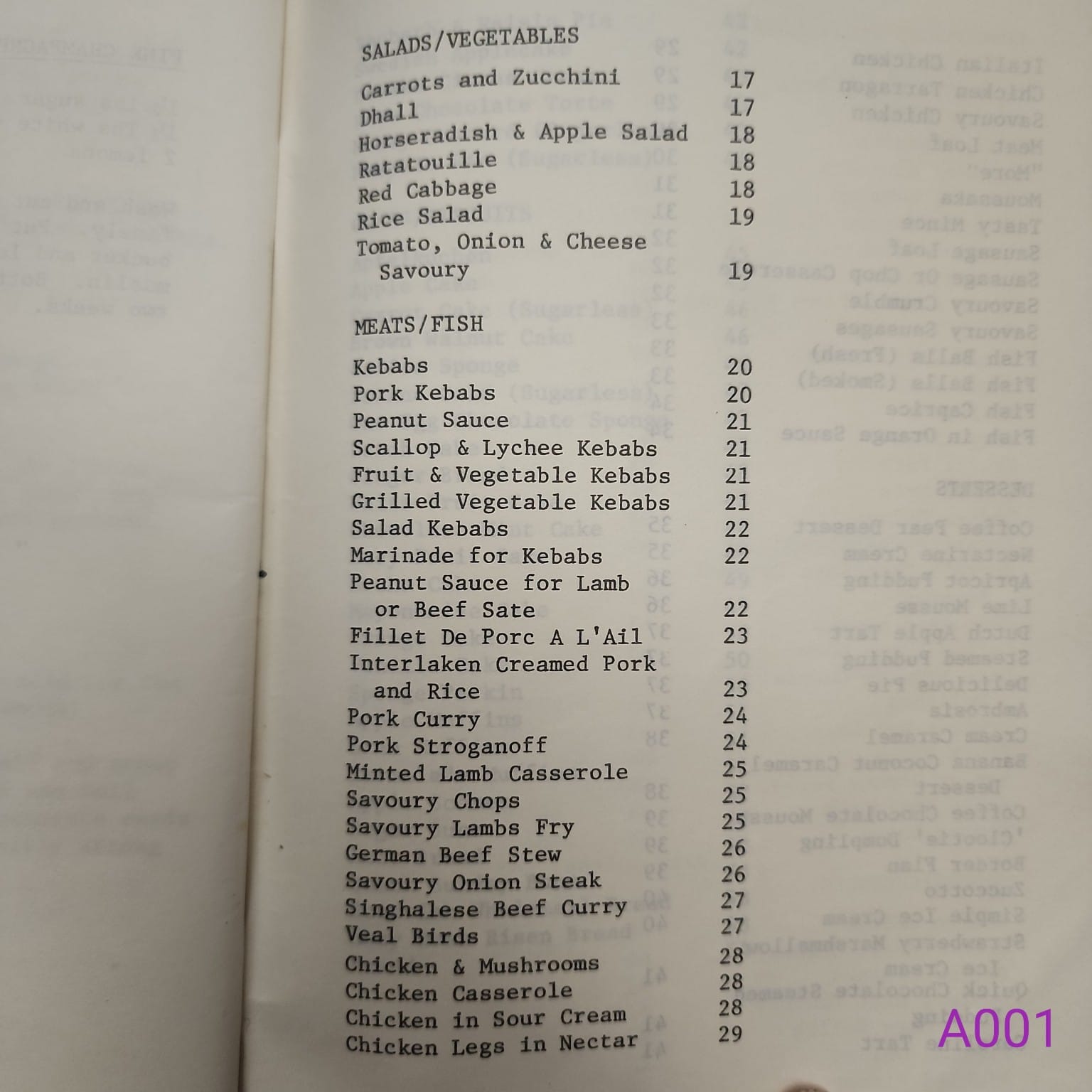 From the Parish Pantry index page salads vegetables meats fish