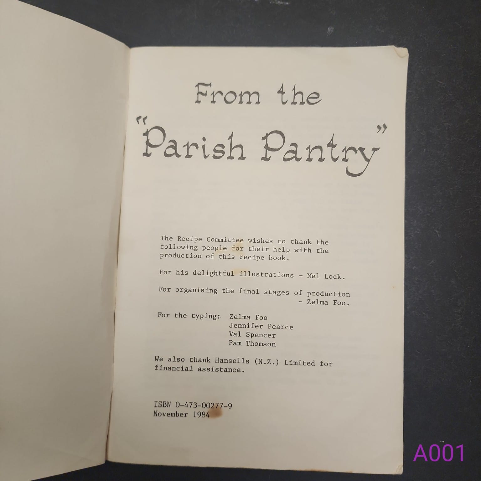 From the Parish Pantry title page ISBN and publication date