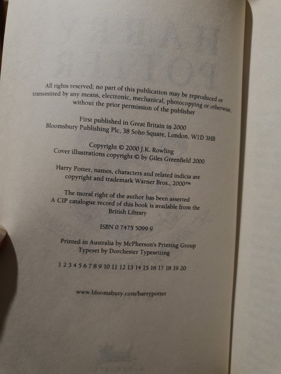 Harry Potter and the Goblet of Fire by J.K. Rowling Aus First Edition First Printing - Books Worth Keeping