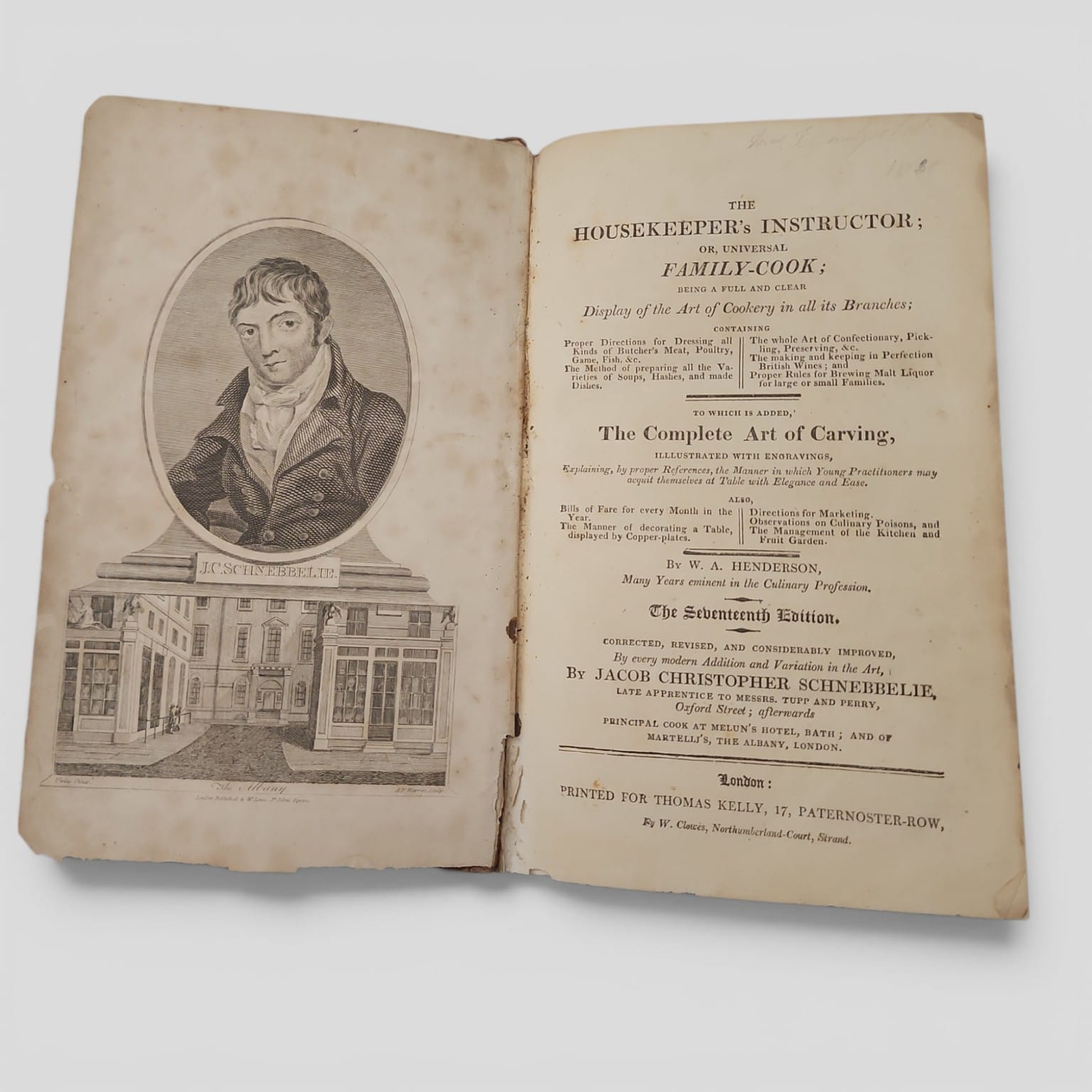 Title page and engraved portrait in The Housekeeper's Instructor, seventeenth edition