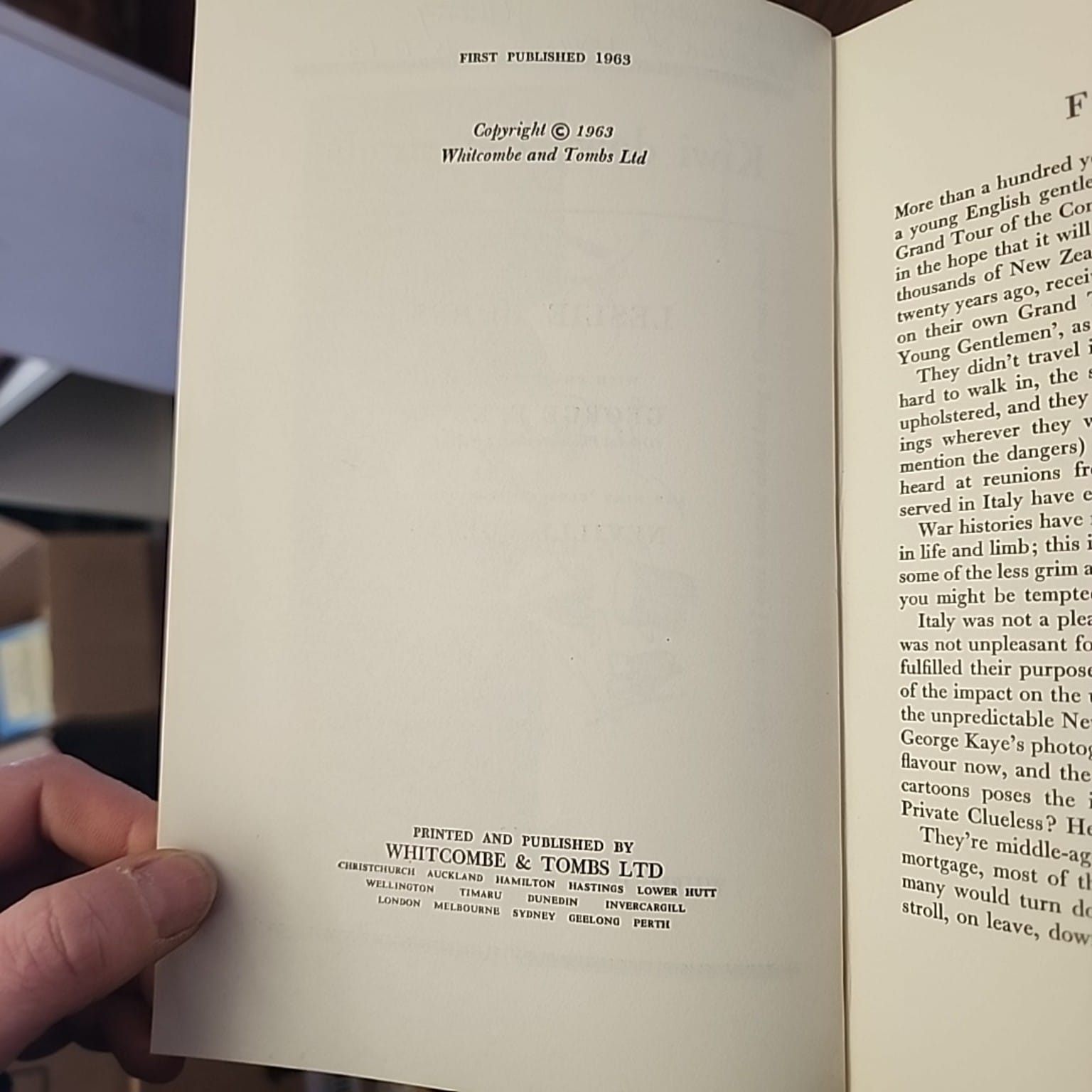 Kiwi Down the Strada first published 1963 copyright and publisher page
