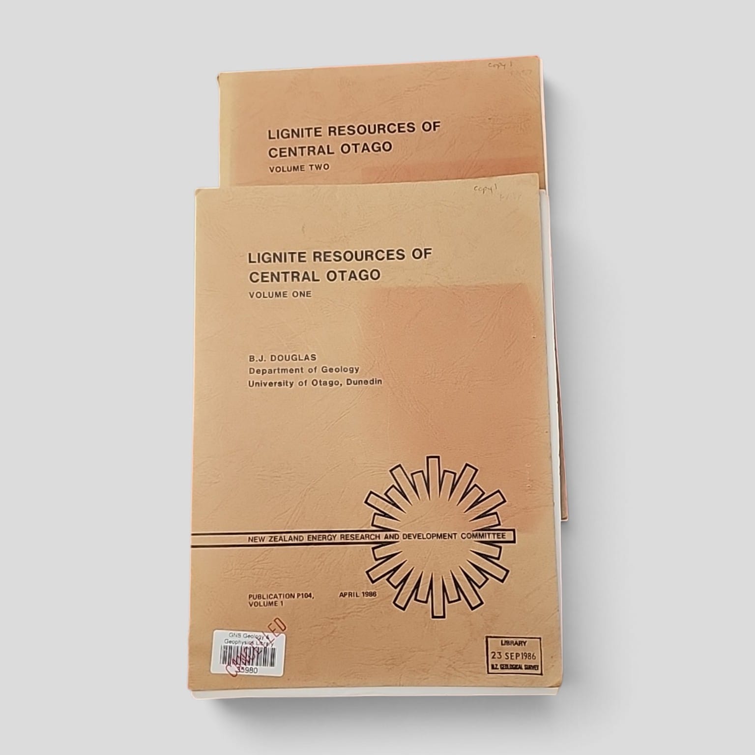 Lignite Resources of Central Otago by B. J. Douglas, two-volume set