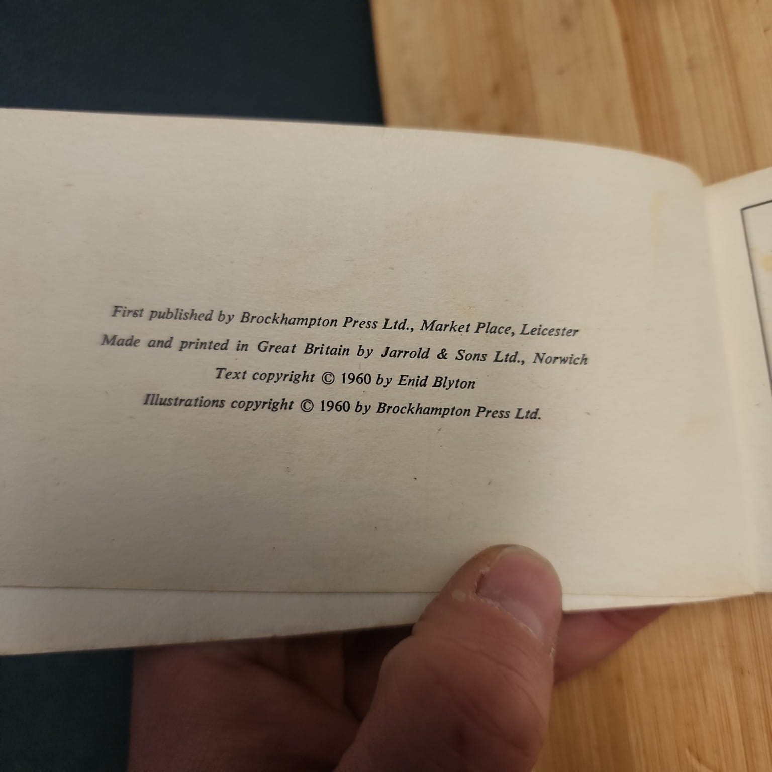 Copyright page of Mary Mouse Goes to Sea showing Brockhampton Press and 1960 publication details