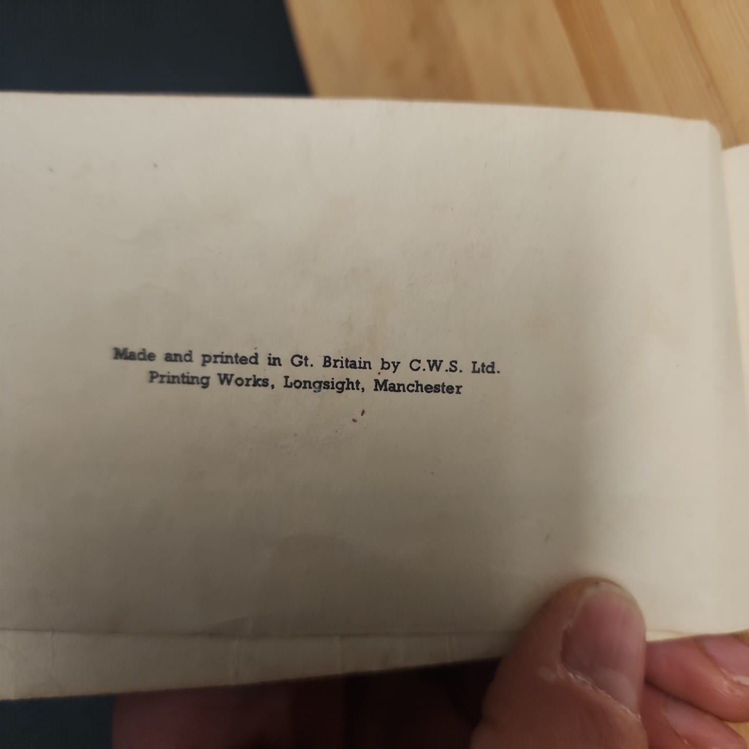 Printer information page from Mary Mouse to the Rescue, printed by C.W.S. Ltd., Longsight, Manchester