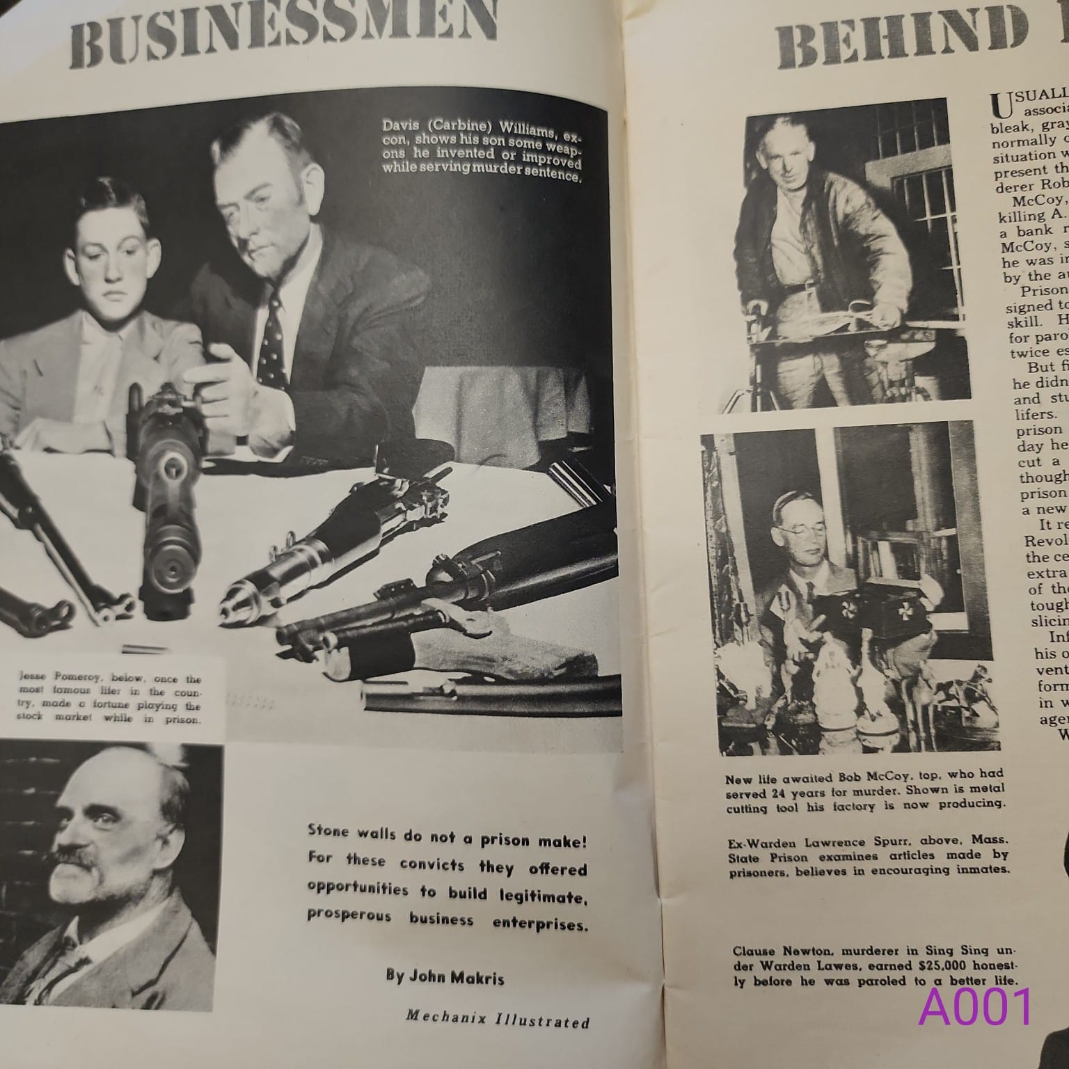 Interior page from Mechanix Illustrated August 1953 showing Businessmen Behind Bars article