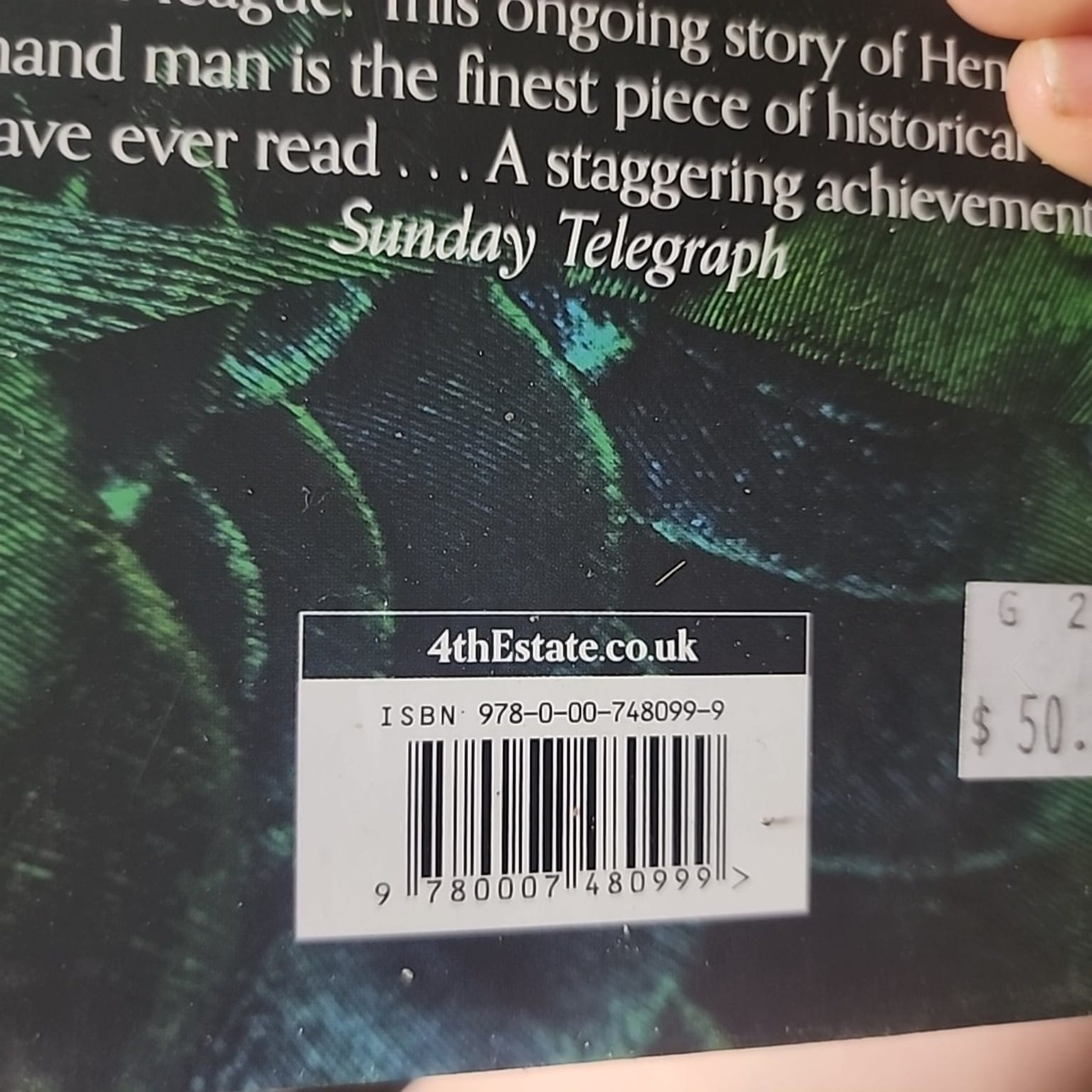 ISBN label for The Mirror & the Light by Hilary Mantel