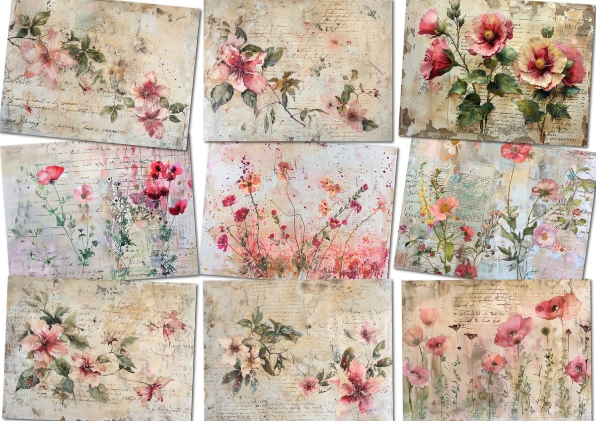 Moody Wildflowers - 52 Page Digital Paper Pack to Print at Home - Books Worth Keeping