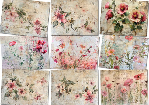Moody Wildflowers - 52 Page Digital Paper Pack to Print at Home - Books Worth Keeping