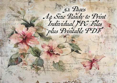 Moody Wildflowers - 52 Page Digital Paper Pack to Print at Home - Books Worth Keeping