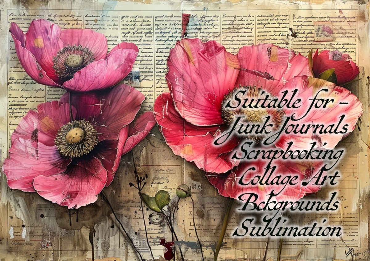 Moody Wildflowers - 52 Page Digital Paper Pack to Print at Home - Books Worth Keeping