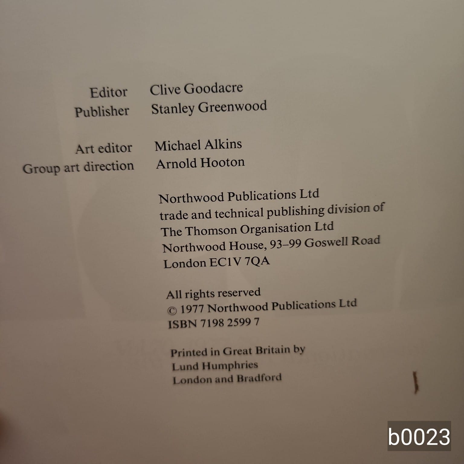 Penrose 1977-78 Volume 70 copyright page showing editor publisher and ISBN