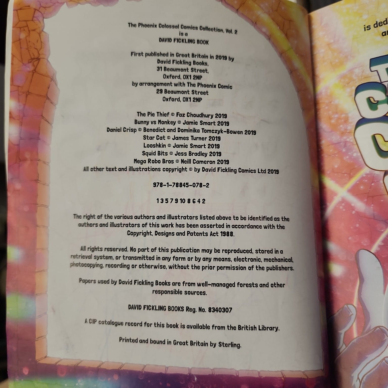The Phoenix Colossal Comics Collection Volume 2 copyright and ISBN page