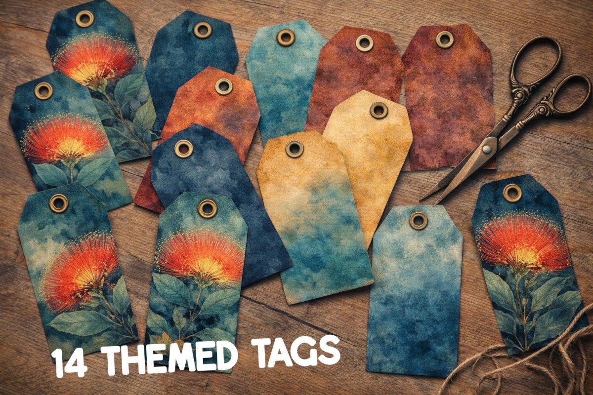 Pohutukawa Themed Printable Junk Journal Kit - Books Worth Keeping