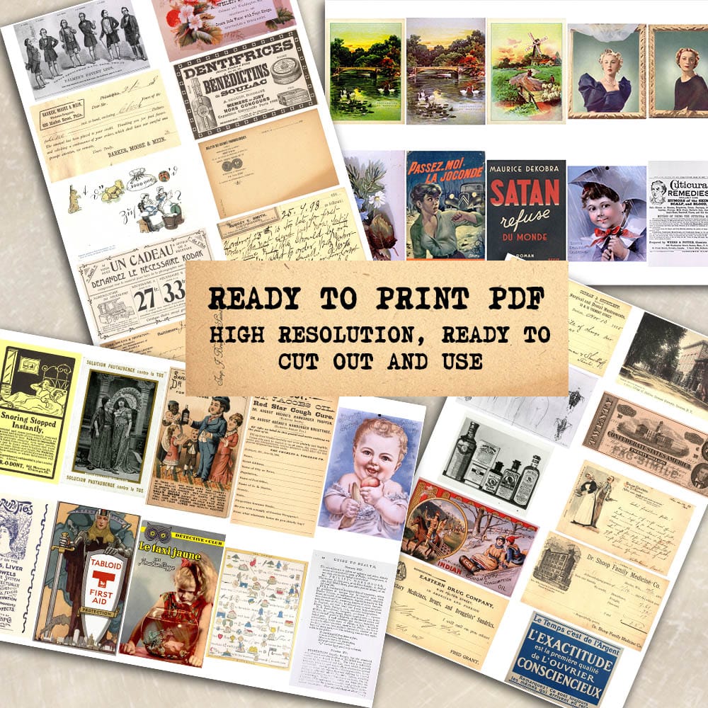 Vintage Ephemera Digital Collection for Junk journals, Scrapbooking, Card making, Decoupage