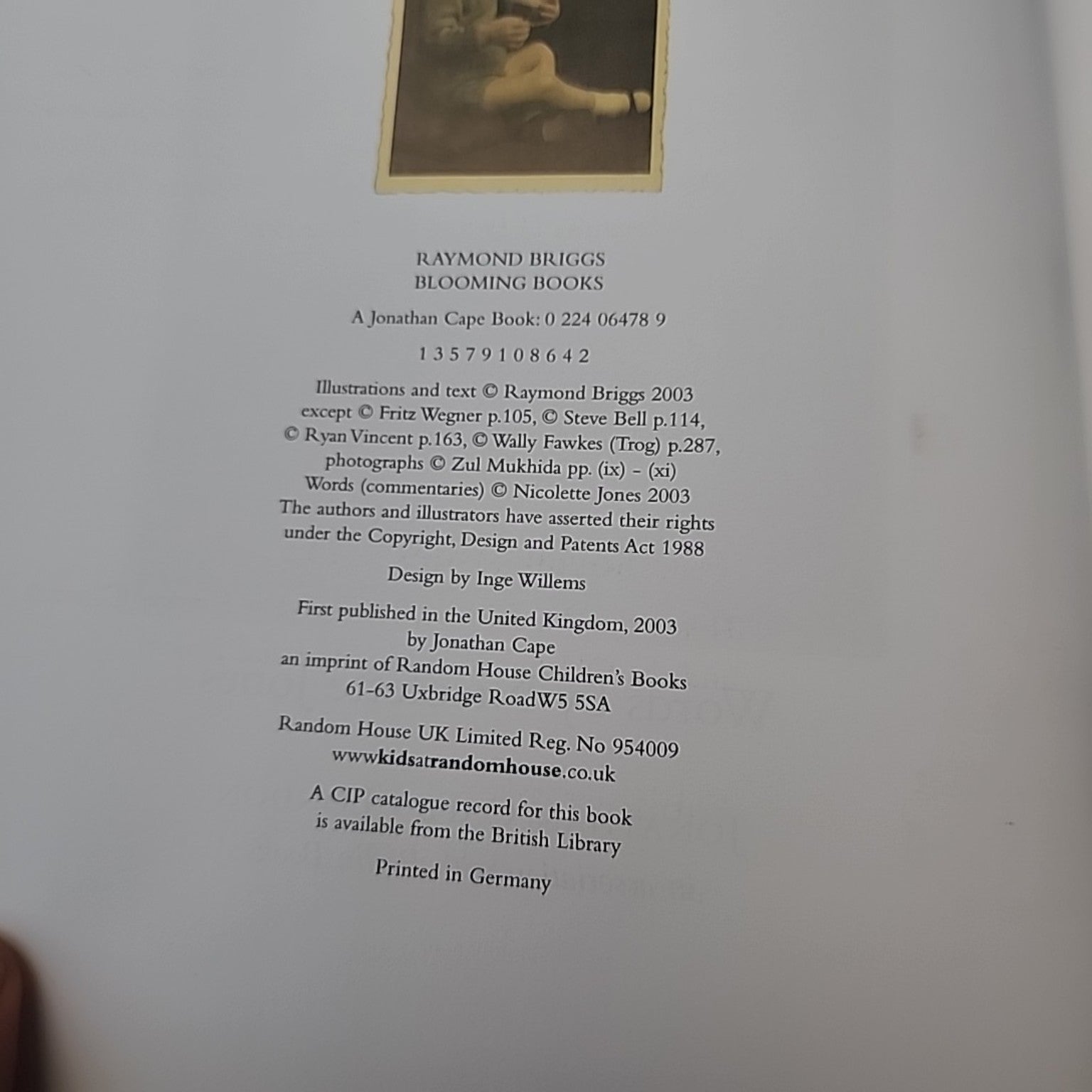 Raymond Briggs Blooming Books copyright and publication page