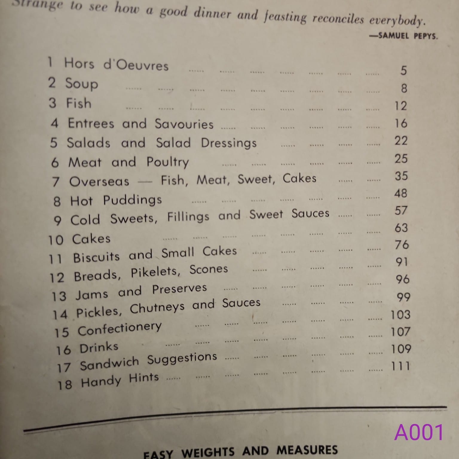Selwyn District Girl Guides 300 Favourite Recipes contents page