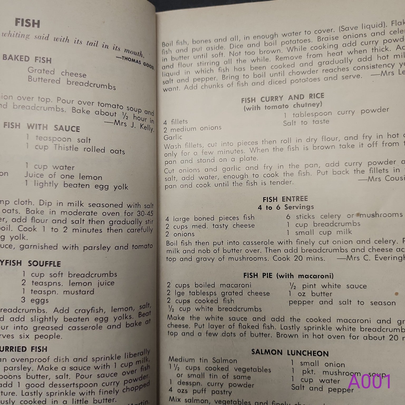 Selwyn District Girl Guides 300 Favourite Recipes fish recipes page
