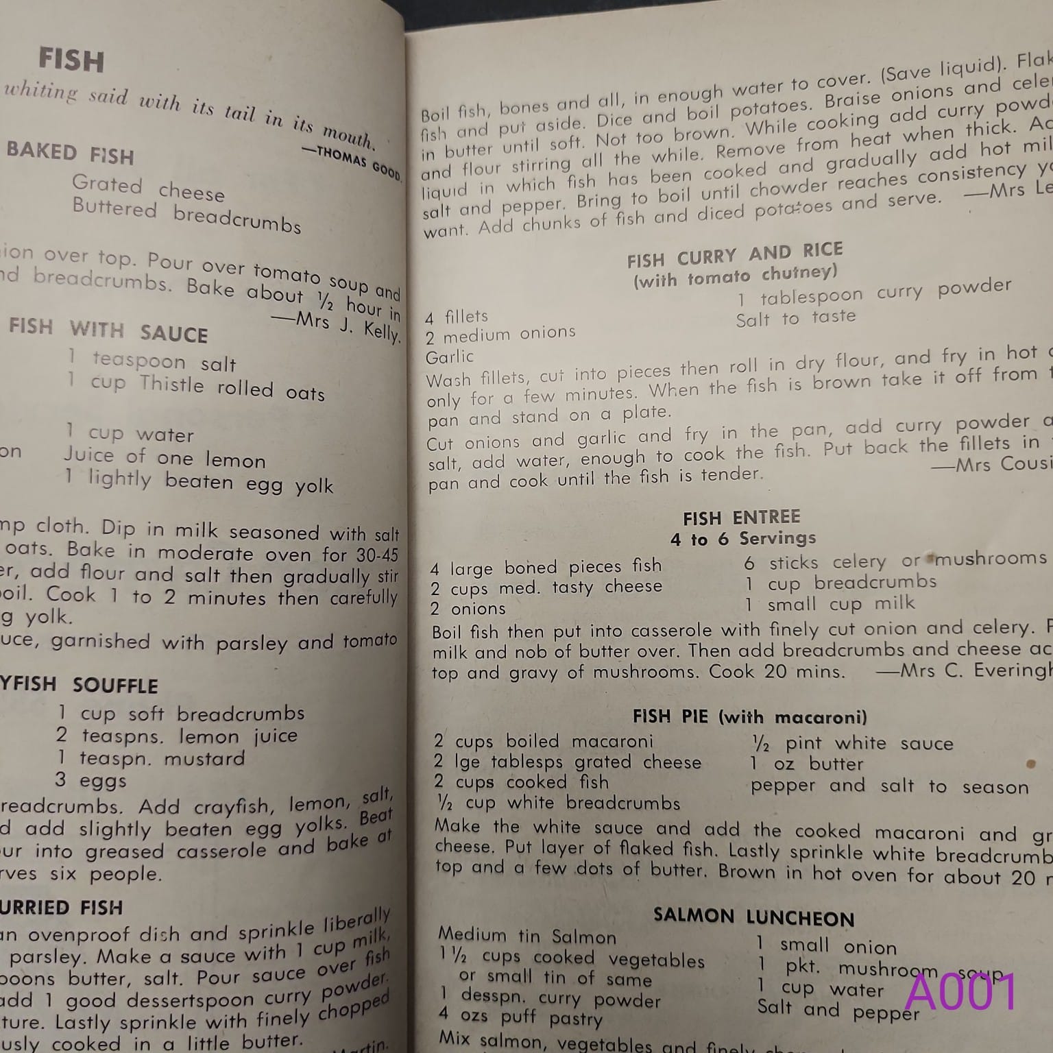 Selwyn District Girl Guides 300 Favourite Recipes fish recipes page