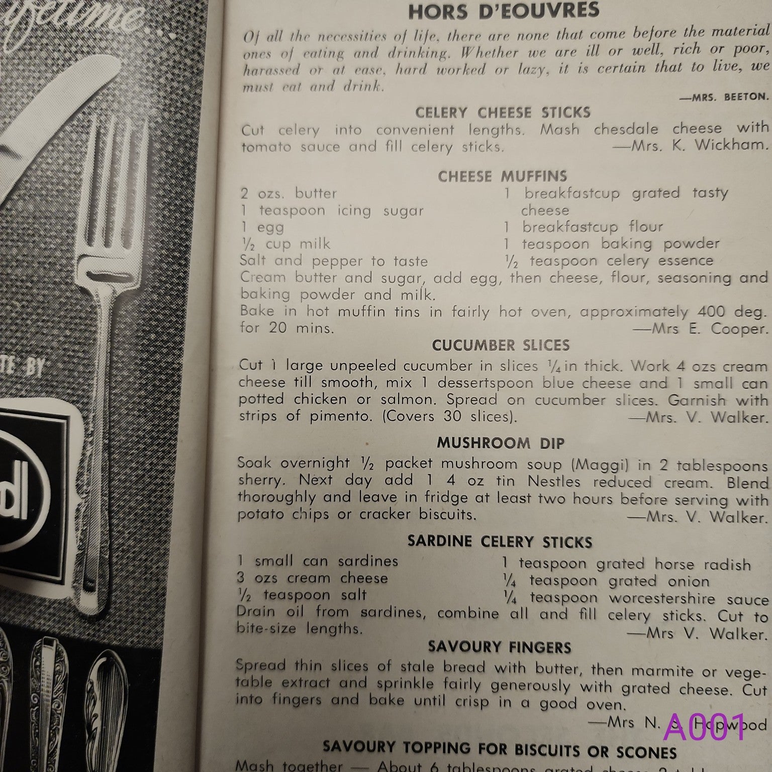 Selwyn District Girl Guides 300 Favourite Recipes hors d'oeuvres recipes page