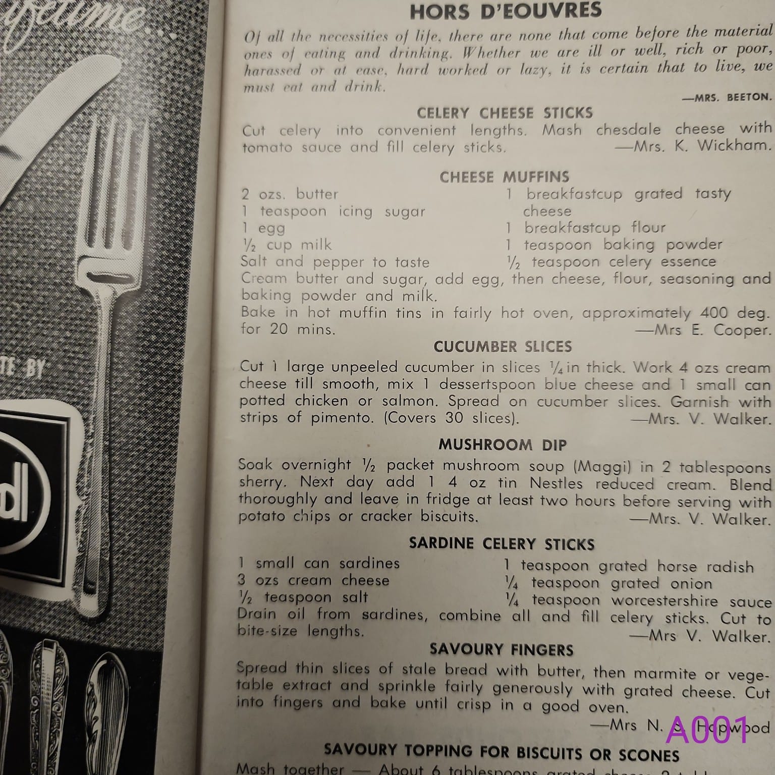 Selwyn District Girl Guides 300 Favourite Recipes hors d'oeuvres recipes page