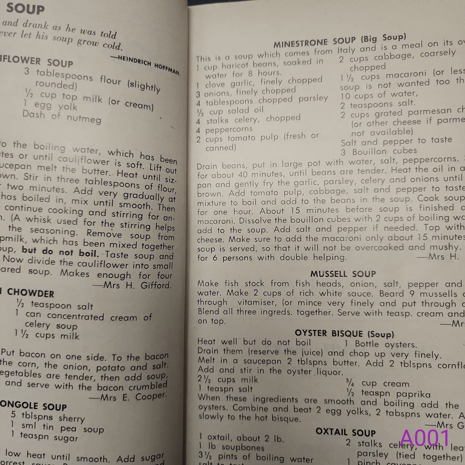 Selwyn District Girl Guides 300 Favourite Recipes soup recipes page