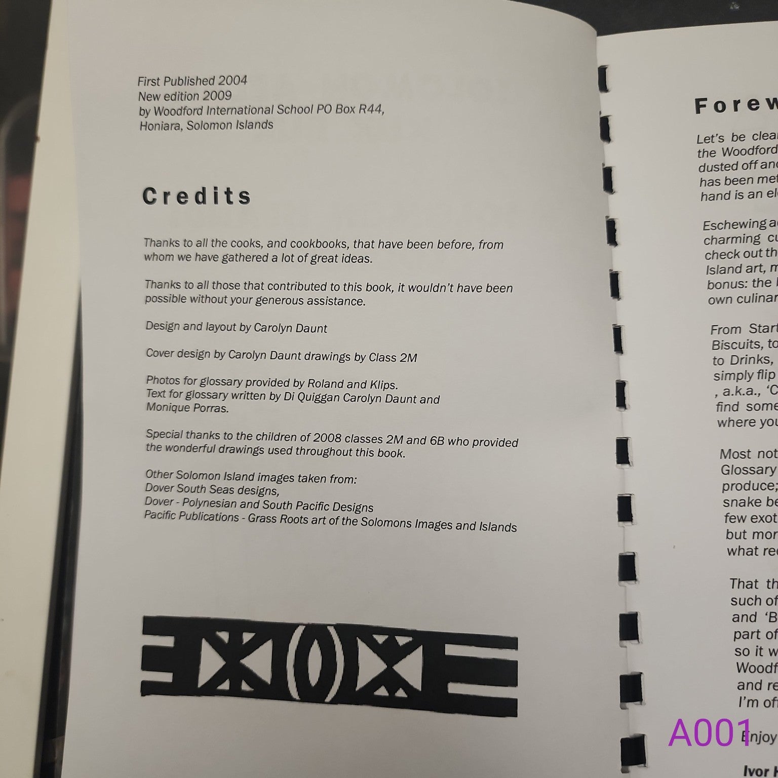 Solomon Islands Cook Book credits and publication page