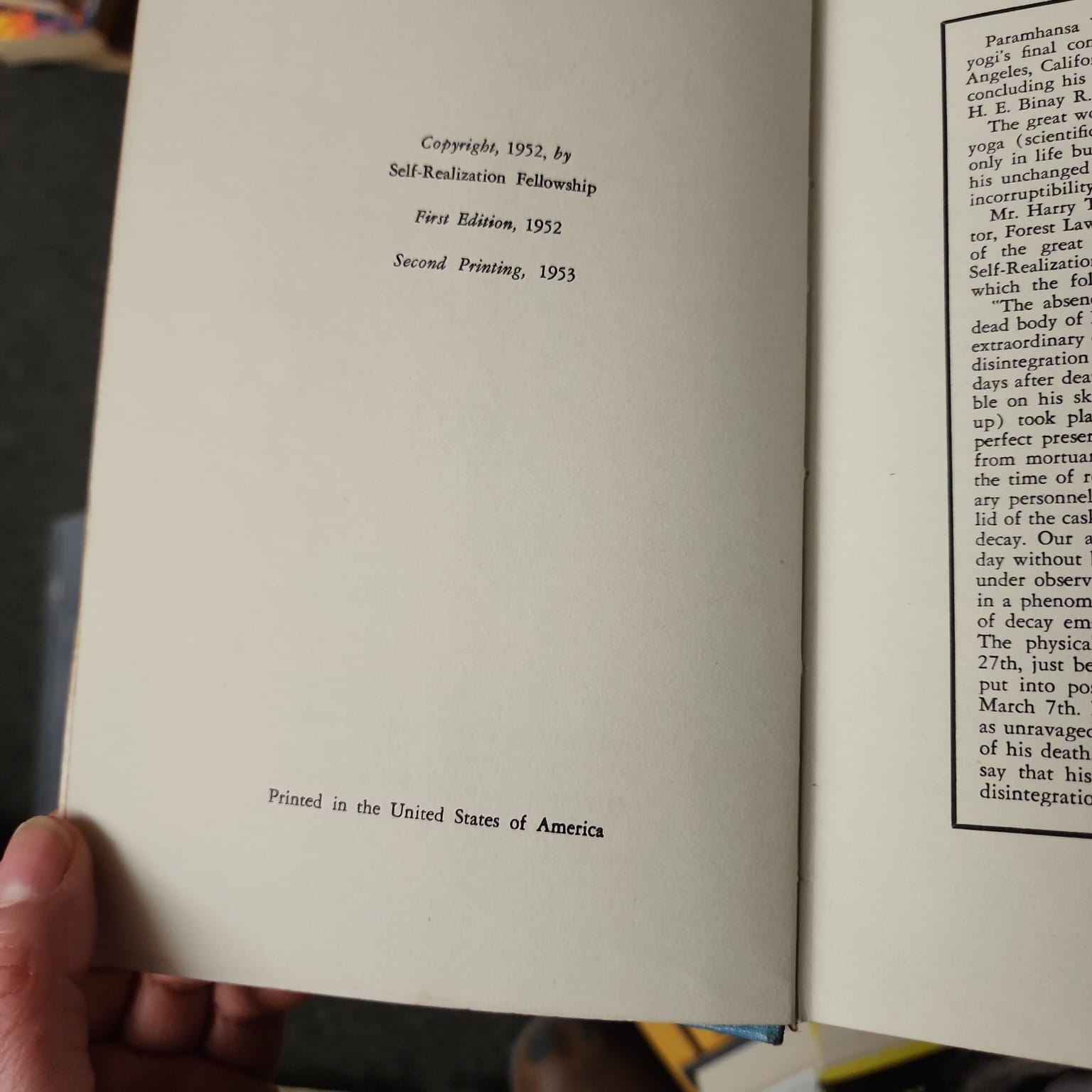 The Master Said copyright page showing first edition 1952 and second printing 1953