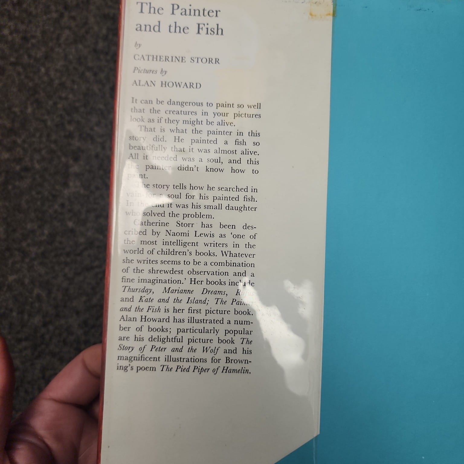The Painter and the Fish by Catherine Storr - dust jacket flap