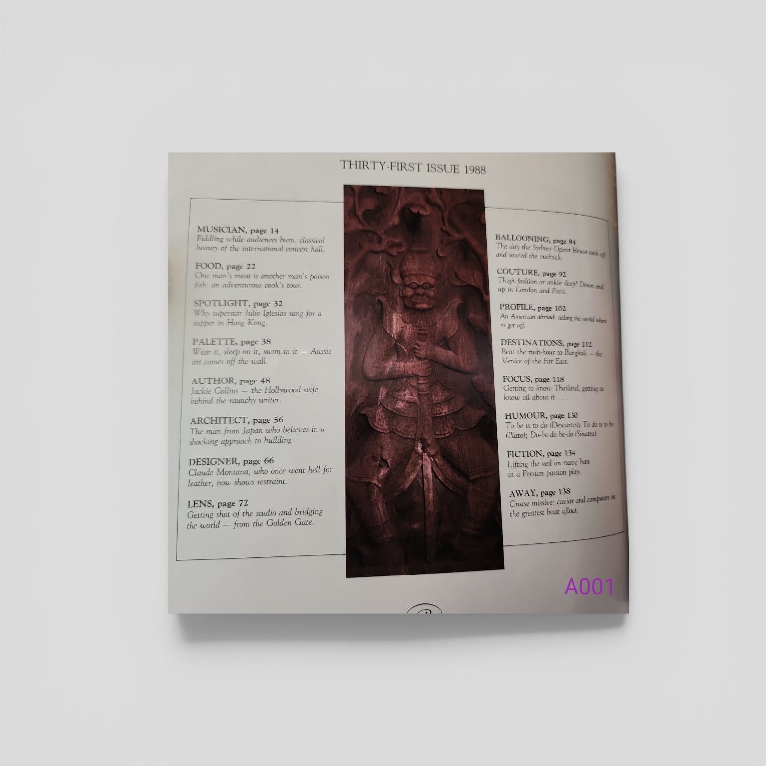 The Regent Magazine Thirty-First Issue 1988 contents page