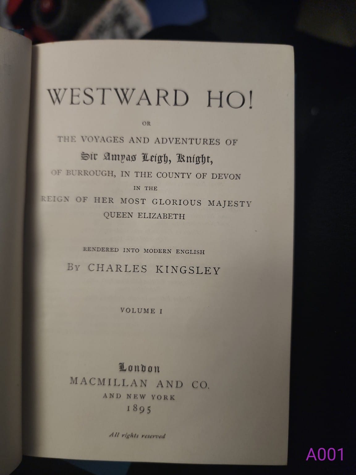 Westward Ho by Charles Kingsley title page Macmillan 1895