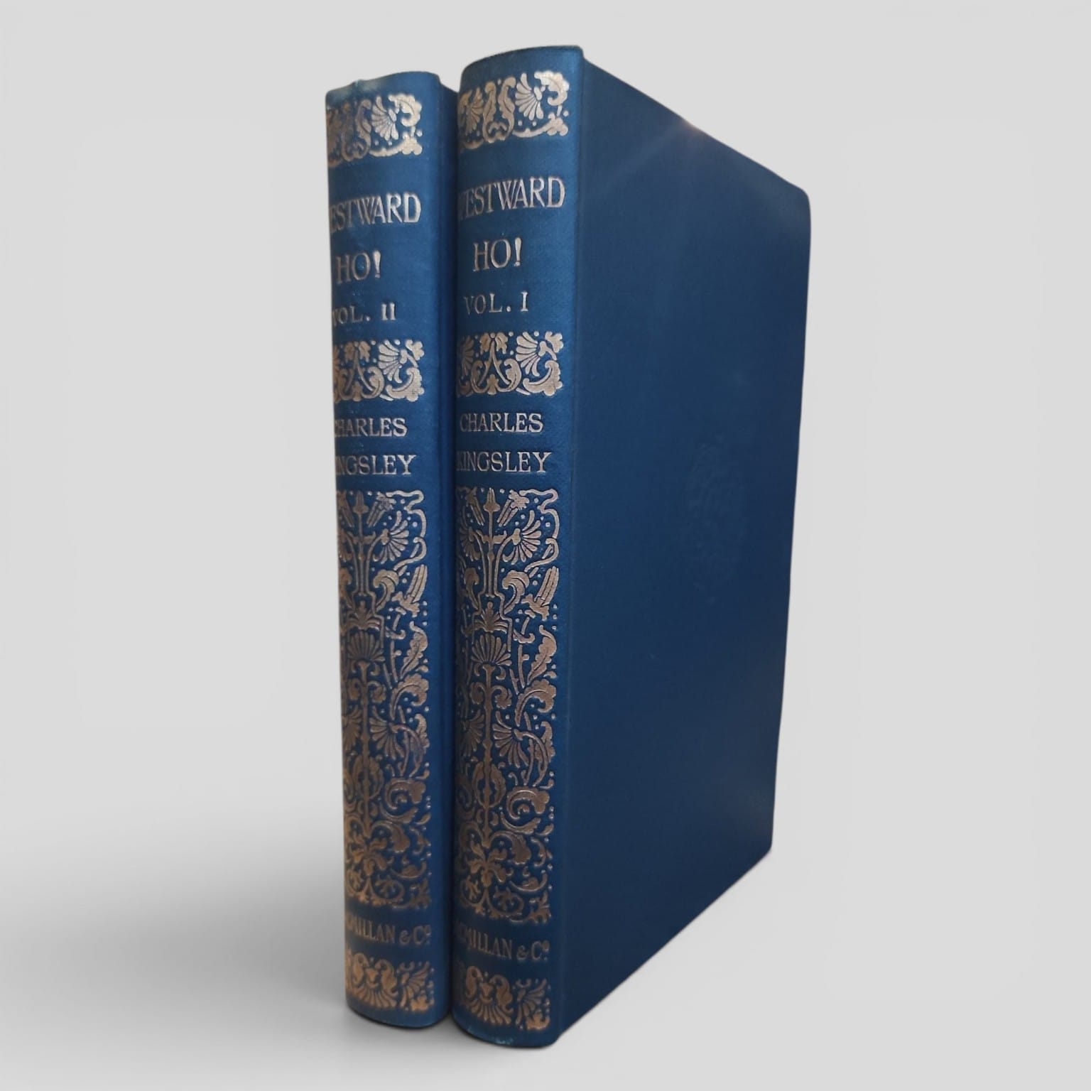 Westward Ho by Charles Kingsley two volume blue cloth set