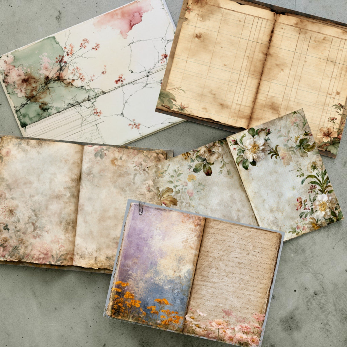 Printable Floral Journal Page Bundle – 60 Pages